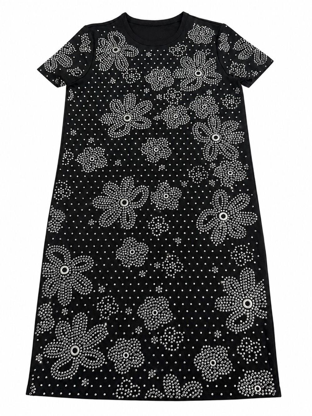 NWT Michael Kors Black Floral Studded Midi Dress Size XS New